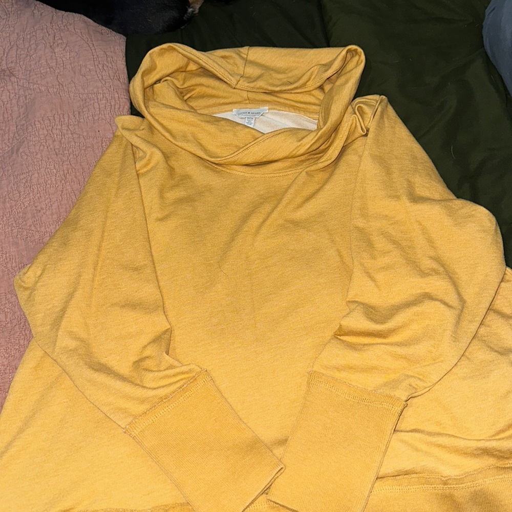 Lucky Brand Yellow Funnel Neck Sweatshirt